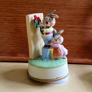 Vintage Christmas rabbit musical carousel